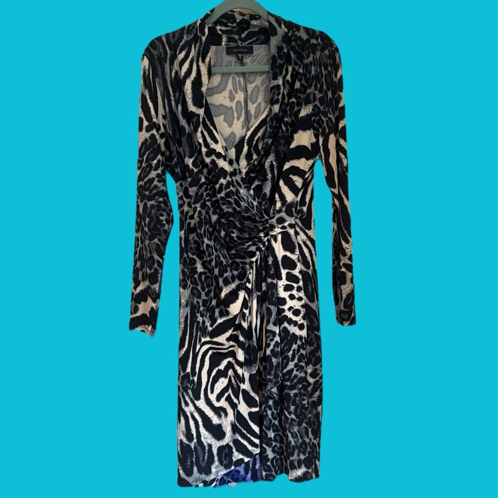 KAREN KANE Animal Print Wrap Dress Size XL